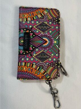 Sakroots Vibrant Multicolor Zip Wallet - Pink Orange Purple Accents